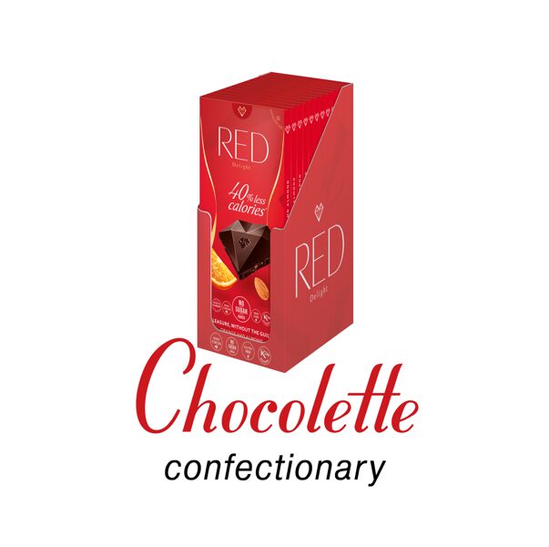 Šokolāde RED no SIA Chocolette Confectionary (12 šokolādes tāfelītes)